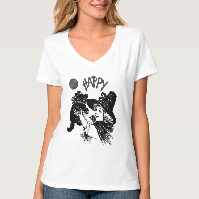 Camiseta com design grunge de menina com gato (Frente)