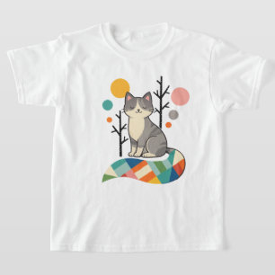 Camiseta com Design Minimalista de Gato