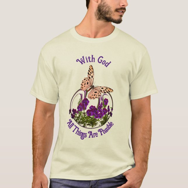 Camiseta Com Deus, a Arte Flor é Inspiradora (Frente)