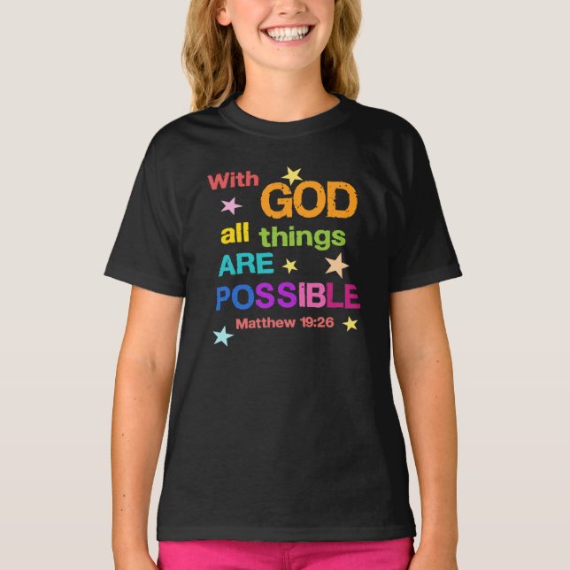 Camiseta Com Deus todas as coisas são Possíveis Versículo d (Frente)