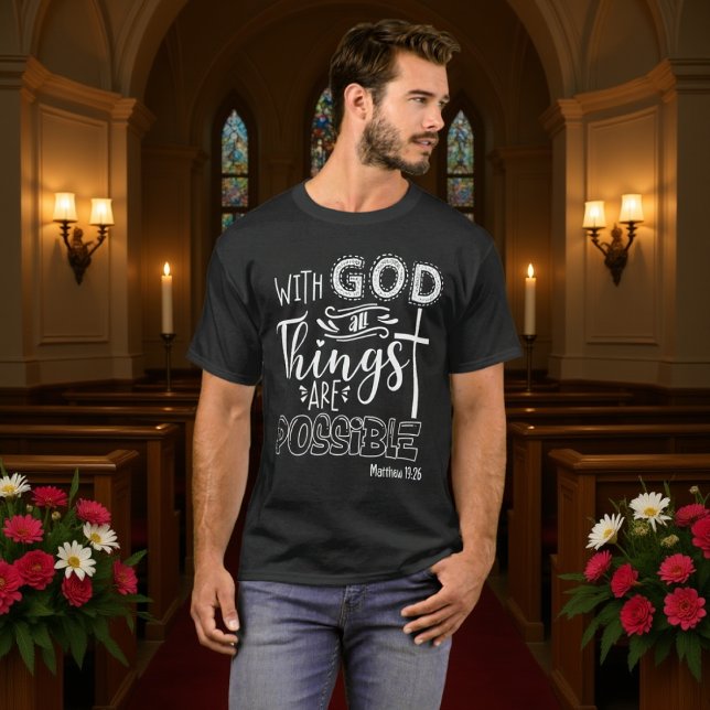 Camiseta Com Deus Todos os Coisas São Possíveis Cruz (Criador carregado)