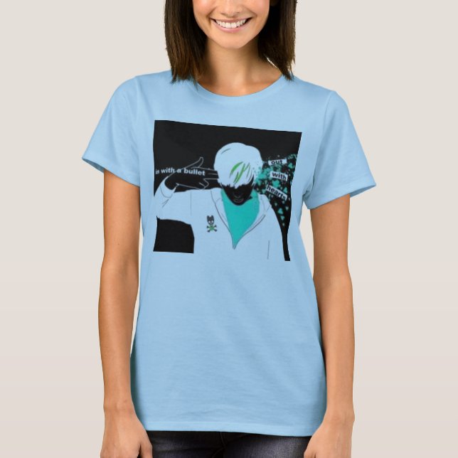 Camiseta Com em uma bala, para fora com corações (Frente)