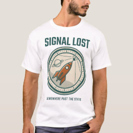 Camiseta com Emblema da Missão Retro Foguete Sinal