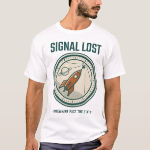 Camiseta com Emblema da Missão Retro Foguete Sinal