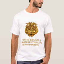 Camiseta com Emblema de Cérebro Dourado da Marinha
