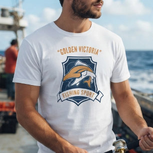 Camiseta com Emblema de Equipe de Pesca Esportiva