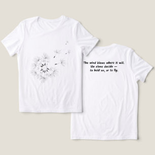 Camiseta com Estampa de Dandelion Wind Quote nas C
