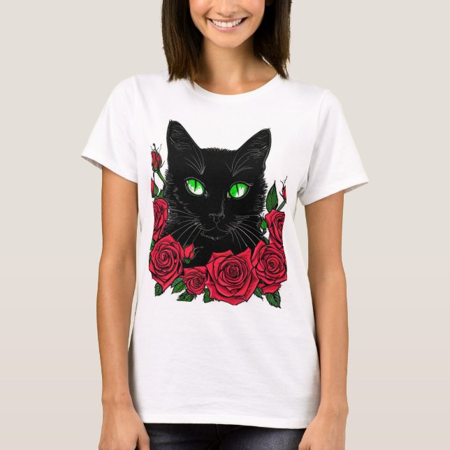 Camiseta com estampa de gato  (Frente)