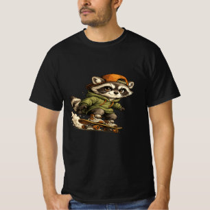 Camiseta com Estampa de Guaxinim Legal de Skateboa
