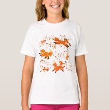 Camiseta com Estampa de Raposas Fofas de Outono