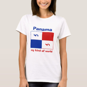 Camiseta com Estandarte do Panamá + Mapa + Texto