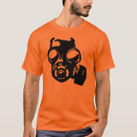 Camiseta com Estêncil Gráfico de Máscara de Gás
