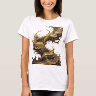 Camiseta com Estilo de Arte Abstrata Dourada Catch