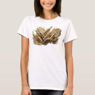Camiseta com Estilo de Arte Abstrata Laranja Vibra