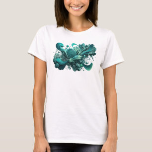 Camiseta com Estilo Teal de ARTE ABSTRATA Divertid
