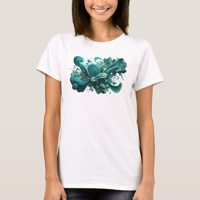 Camiseta com Estilo Teal de ARTE ABSTRATA Divertid (Frente)