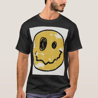 Camiseta com Face Sorridente Distorcida por Falha
