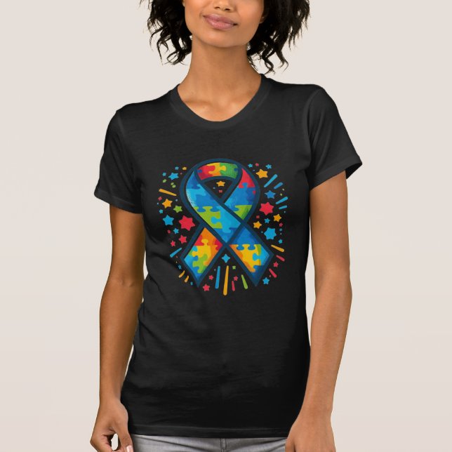 Camiseta com Fita de Conscientização do Autismo (Frente)