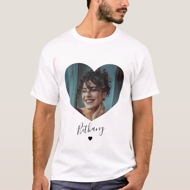 Camiseta com Foto de Coração Personalizada Mínima (Frente)