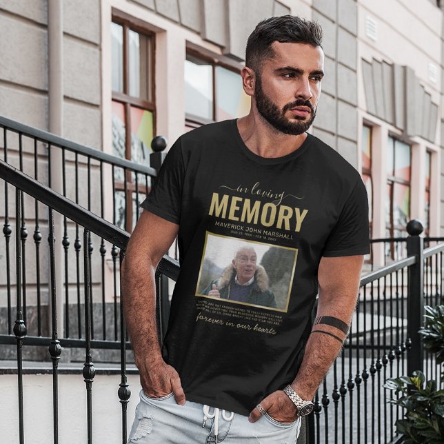 Camiseta com Foto Memorial Preta e Dourada (Criador carregado)