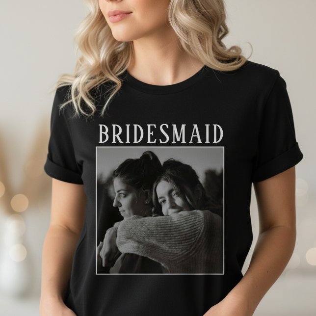 Camiseta com Foto Personalizada para Damas de Honr (Custom Bridesmaid T-Shirt – Personalized Photo Bachelorette Party Gift for Team Bride)
