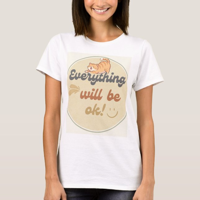 Camiseta com gato e lindo design artístico (Frente)