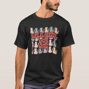 Camiseta Com Gatos Retro Gato Mamãe Papai Groovy Homens Mul