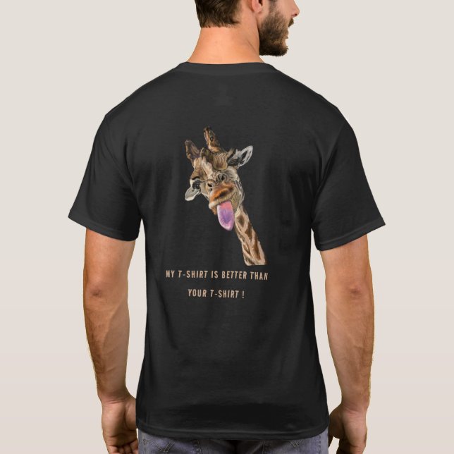 Camiseta com girafa engraçada - Texto personalizad (Verso)