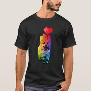 Camiseta com gradiente de cor do motivo do cão Corgi coraçã