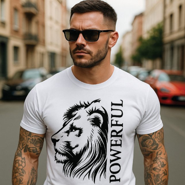 Camiseta com Gráfico de Leão "PODEROSO" (Criador carregado)