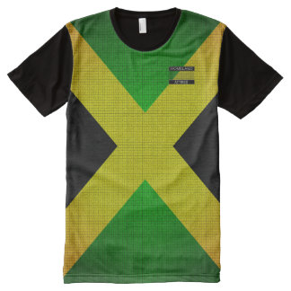 Camiseta Com Impressão Frontal Completa A bandeira de Jamaica colore o t-shirt preto do