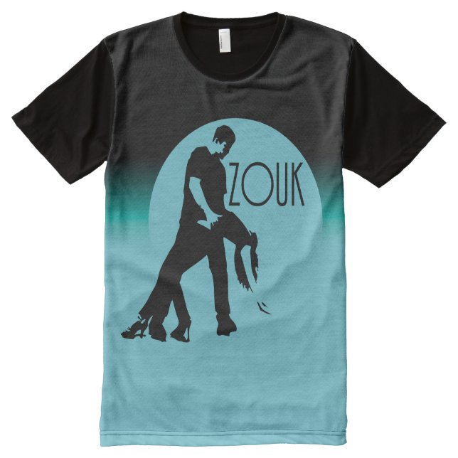Camiseta Com Impressão Frontal Completa Vamos dançar zouk - lua azul (Frente)