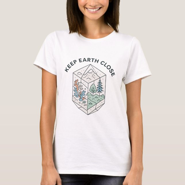 Camiseta com Insígnia de Bioma de Cristal Terra Pr (Frente)