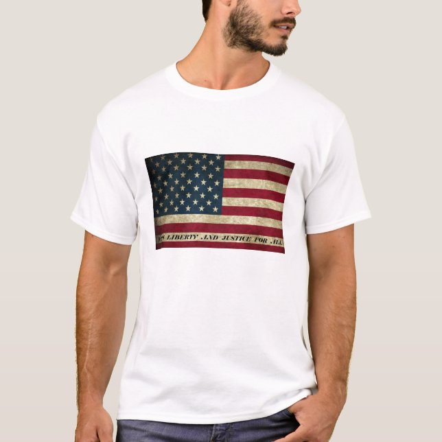 Camiseta Com Liberdade E Justiça Para Toda Bandeira America (Frente)
