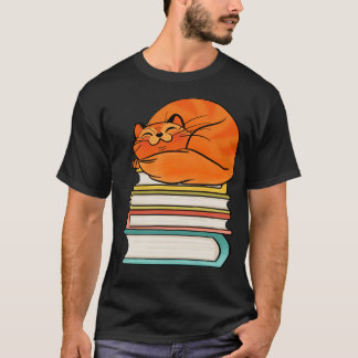 Camiseta Com Livros E Gatos A Vida É Doce