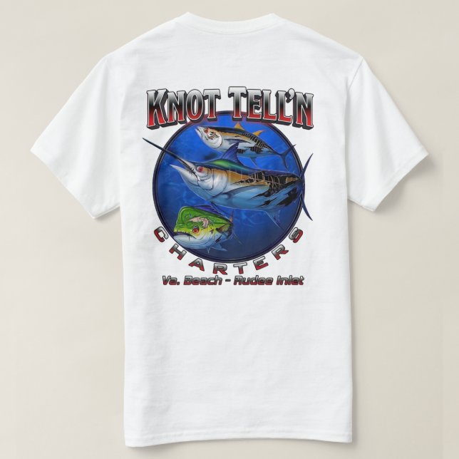Camiseta com Logo Rip Art da Knot Telln Charters (Verso do Design)