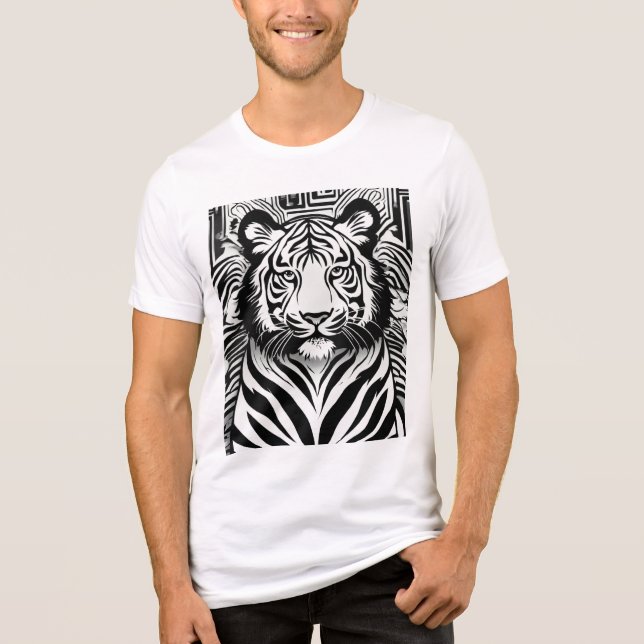 Camiseta com Logotipo de Leão Geométrico Monocromá (Frente)