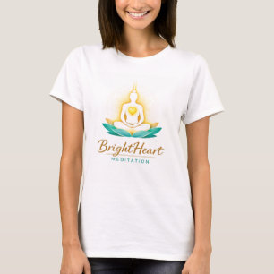 Camiseta com logotipo de meditação Brightheart fem