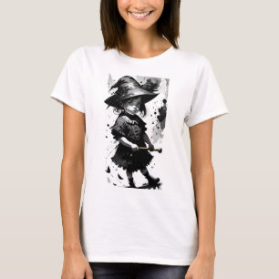 Camiseta com Mancha de Tinta Preta de Bruxa