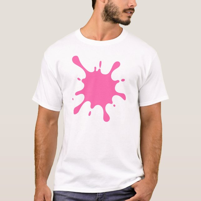 Camiseta com Manchas de Tinta Rosa | Abstrato Artí (Frente)