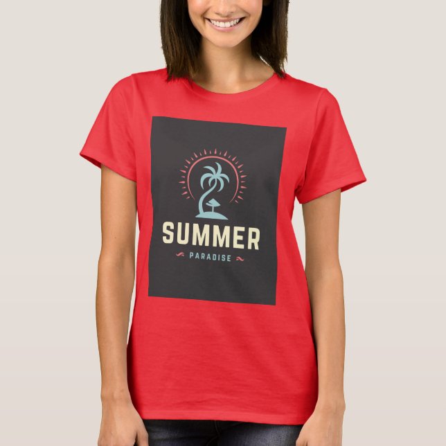 Camiseta com mangas curtas Design Summer Paradise (Frente)