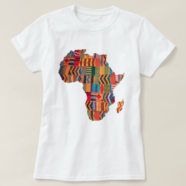 Camiseta com Mapa Africano Colorido comemorativo (Frente do Design)