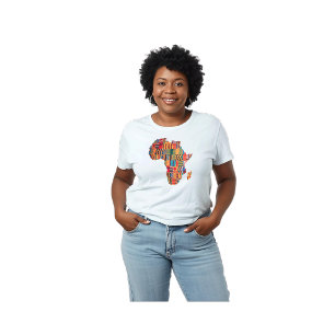 Camiseta com Mapa Africano Colorido comemorativo
