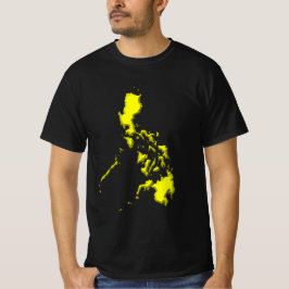 Camiseta com Mapa Amarelo das Filipinas em Preto
