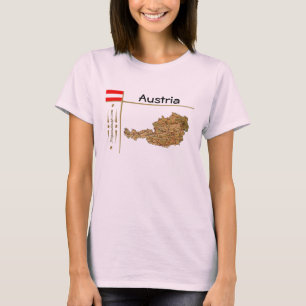 Camiseta com Mapa da Áustria + Bandeira + Título