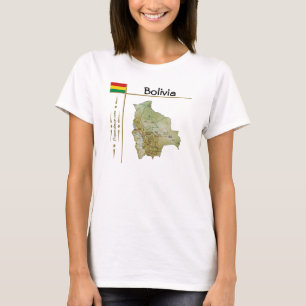 Camiseta com Mapa da Bolívia + Bandeira + Título