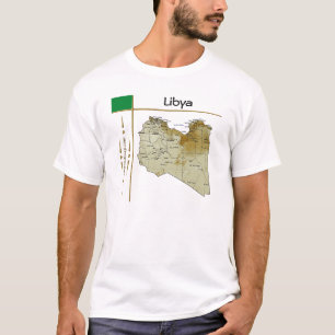 Camiseta com Mapa da Líbia + Bandeira + Título