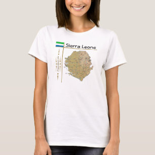 Camiseta com Mapa da Serra Leoa + Bandeira + Títul