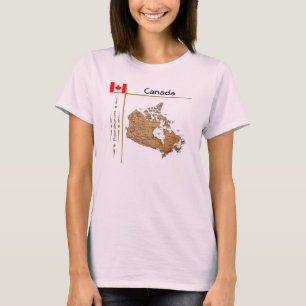 Camiseta com Mapa do Canadá + Bandeira + Título
