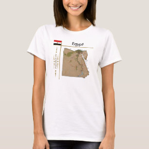 Camiseta com Mapa do Egito + Bandeira + Título